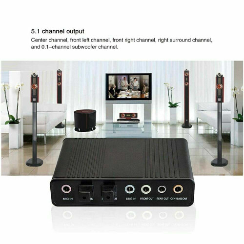 For PCAudio Output Adapter Sound Card 6 Channel 5.1 SPDIF USB Optical 2