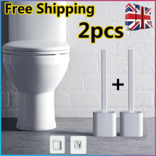 2pcs Silicone Toilet Brush with Holder Deep Clean Brush Full Set