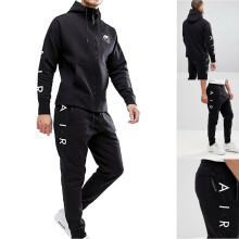 (Black, M) Nike Air Men Full Tracksuit Set Zip Up Hoodie 886044