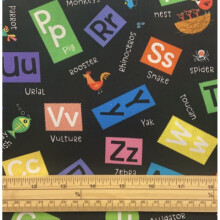 Fat Quarter Alphabet Scramble On Black 100% Cotton Quilting Sewing Fabric