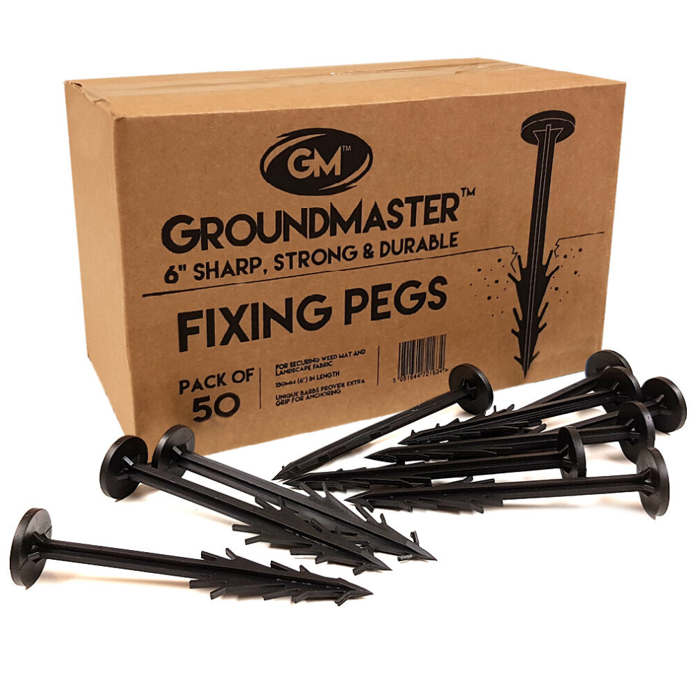 (100) Groundmaster Heavy Duty 6" Pegs Weed Control Membrane Fabric Fixing Anchors