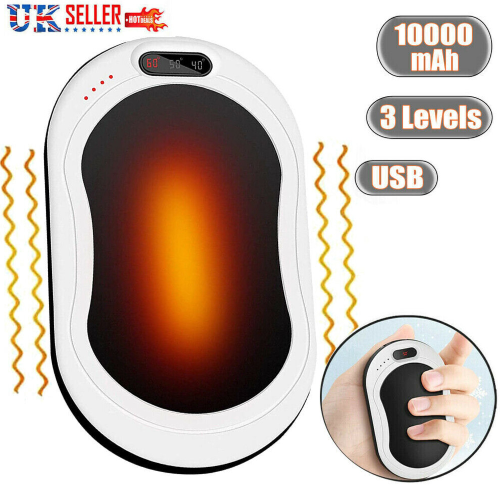 (Black) Hand Warmers, 10000mAh Rechargeable Hand Warmer 3 Levels Electric Pocket USB