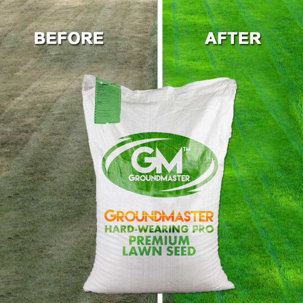 (25KG) Groundmaster Hardwearing Tough Garden Premium Back Lawn Grass Seed Various Sizes