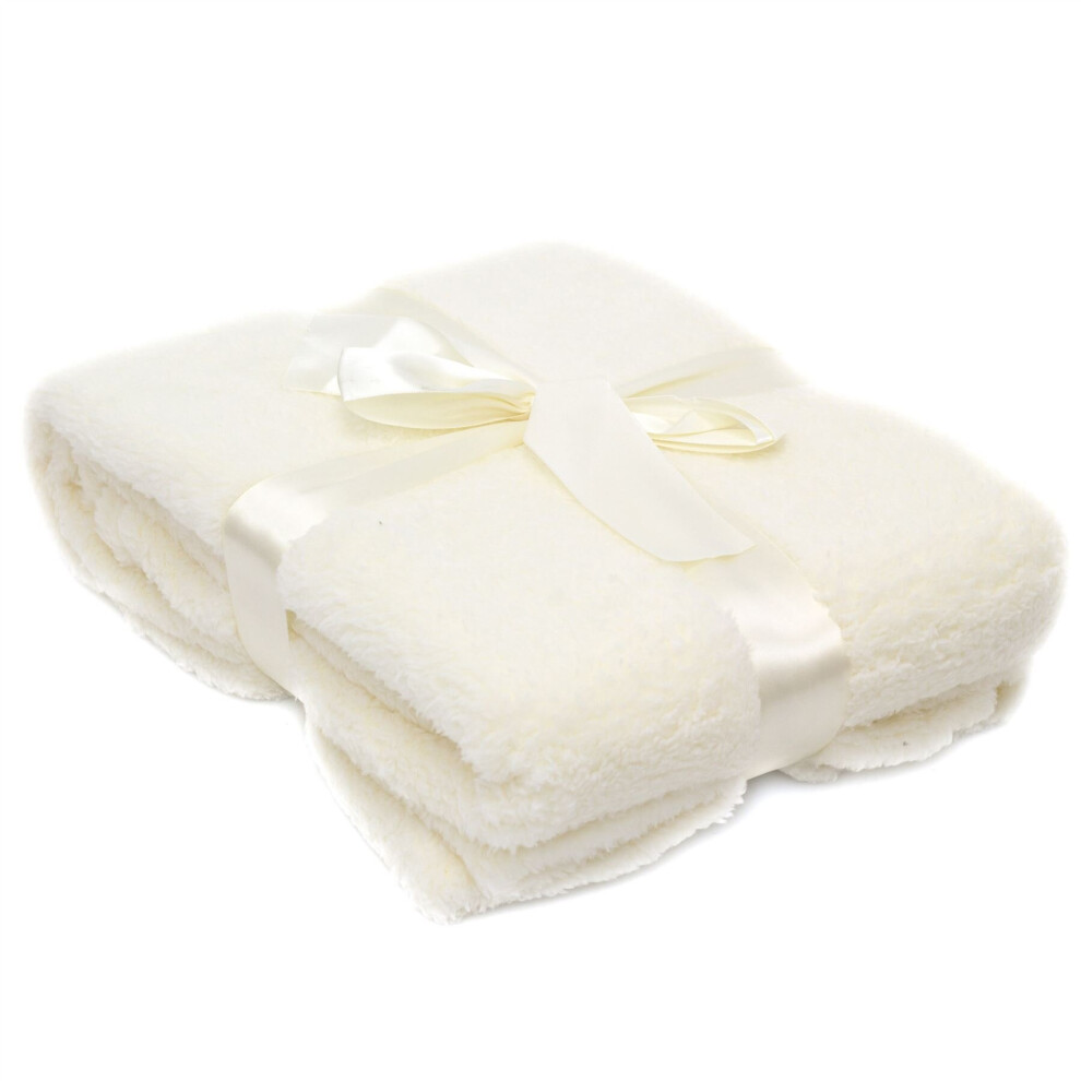 Teddy Snug Throw Blanket | Super Soft Luxury Fleece Throw Blanket | Sofa Bed Blanket Single - Cream