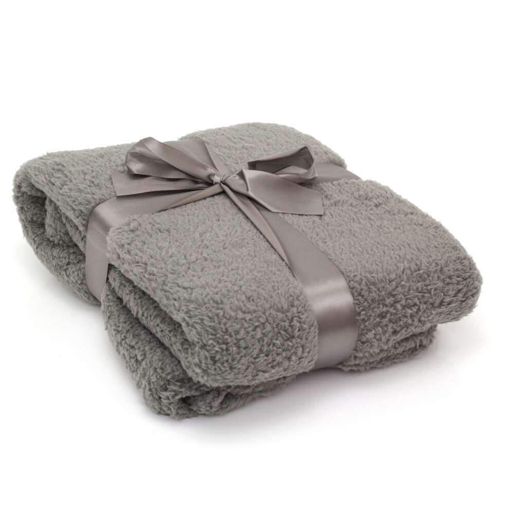 Teddy Snug Throw Blanket | Super Soft Luxury Fleece Throw Blanket | Sofa Bed Blanket Single - Grey