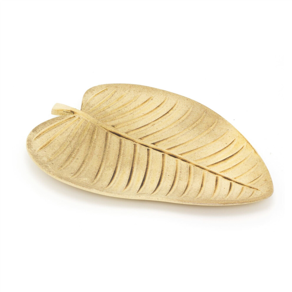 38cm Wooden Leaf Decorative Tray | Palm Leaf Ornamental Storage Display Tray | Botanical Display Plate