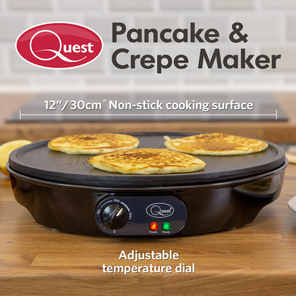 Quest 35540 Electric Pancake & Crepe Maker / 12" Non-Stick Hot Plate