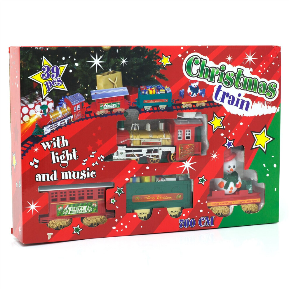 Carousel 7M Musical Christmas Train Toy | 22 Feet Under Tree Train Set | Battery Xmas Tree Ornament Decoration Toy