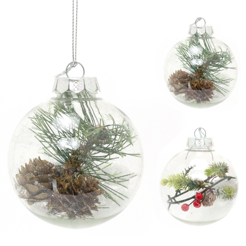 8cm Pine Cone And Berry Christmas Bauble | Snow Christmas Ball Tree Decorations | Xmas Bauble Christmas Decor - Design Varies One Supplied-image-OPC-P8PR86G-NEW