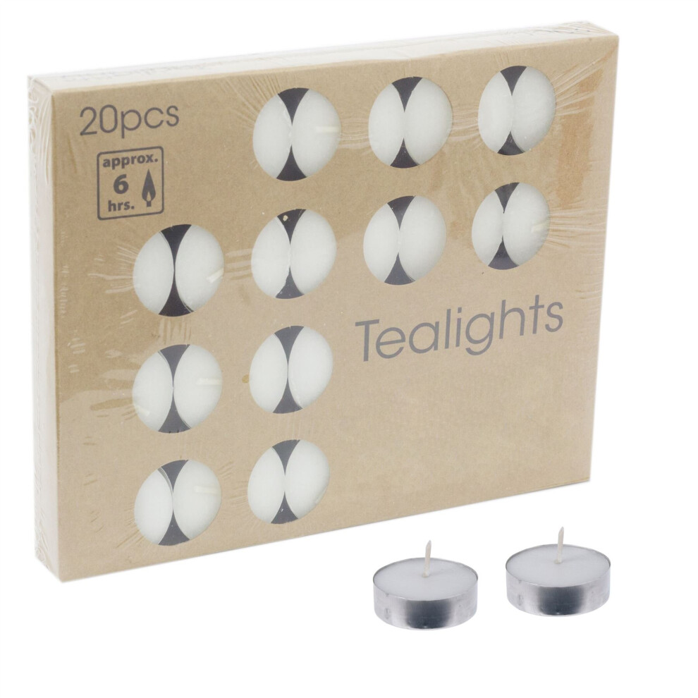 Pack Of 20 White Ivory Tealight Candles | Unscented Candle Tealights | Wedding Christmas Tealight Candles-image-OPC-P8PR88T-NEW