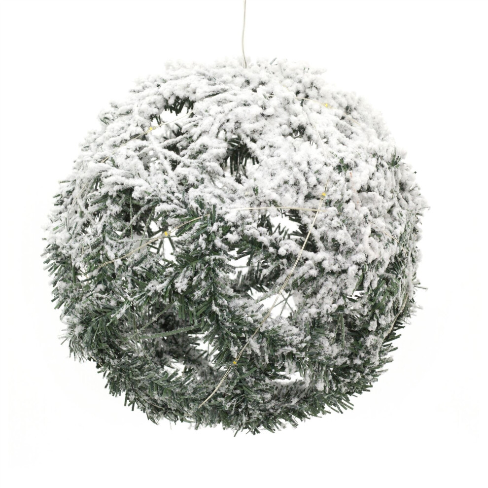 LED Artificial Christmas Tree Light Up Xmas Ball | Round Snow Topped Light Up Ball | LED Christmas Decorations