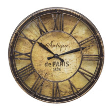 20cm Silent Wall Clock Antique Effect Distressed Round Clock | Antique de Paris Non Ticking Wall Mounted Clock | Vintage Style Wall Clock