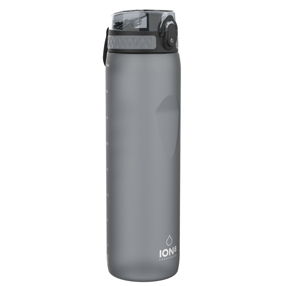 (Grey) Ion8 Leak Proof 1 litre Sports Water Bottle, BPA Free, 1000ml