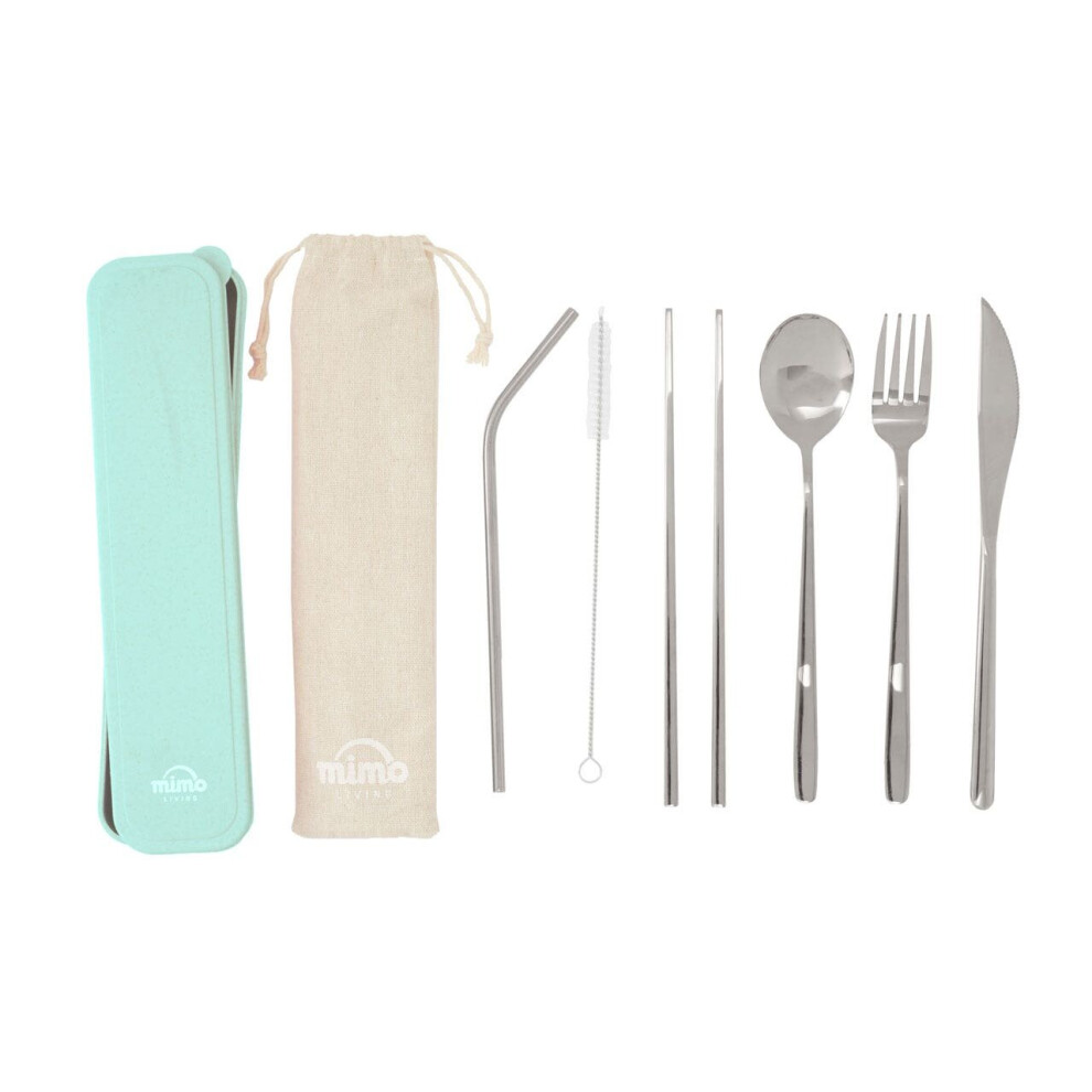 Interiors by Premier 6 Pc Silver Finish Straw Cutlery Set with Box, Spoon and Fork Set, Serving Fork & Spoon, Unique Cutlery Set