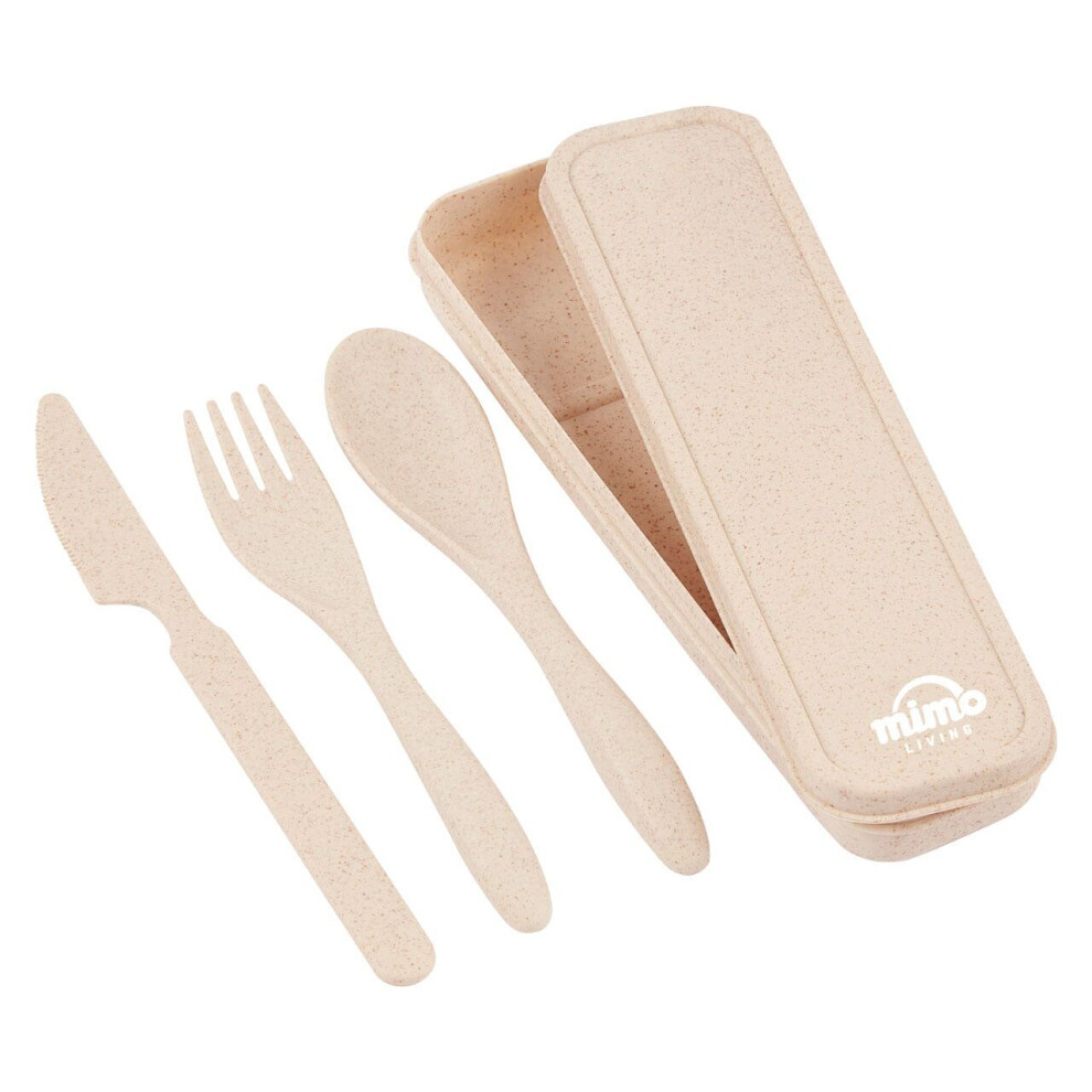3 Pc Natural Wheat Straw Cutlery Set, Spoon and Fork Set, Natural Serving Fork and Spoon, Unique Cutlery Set