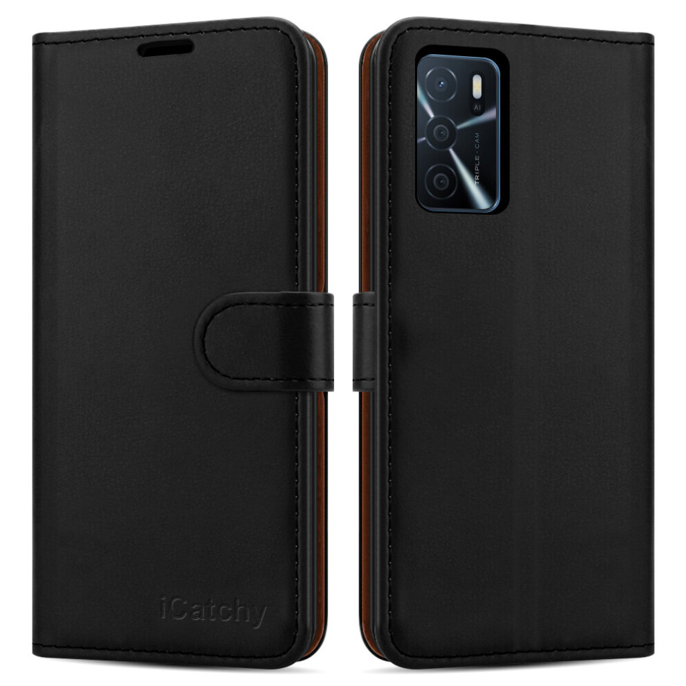 (Black) Oppo A16s Case / Oppa A54s Leather Wallet Case Black 5056298014996
