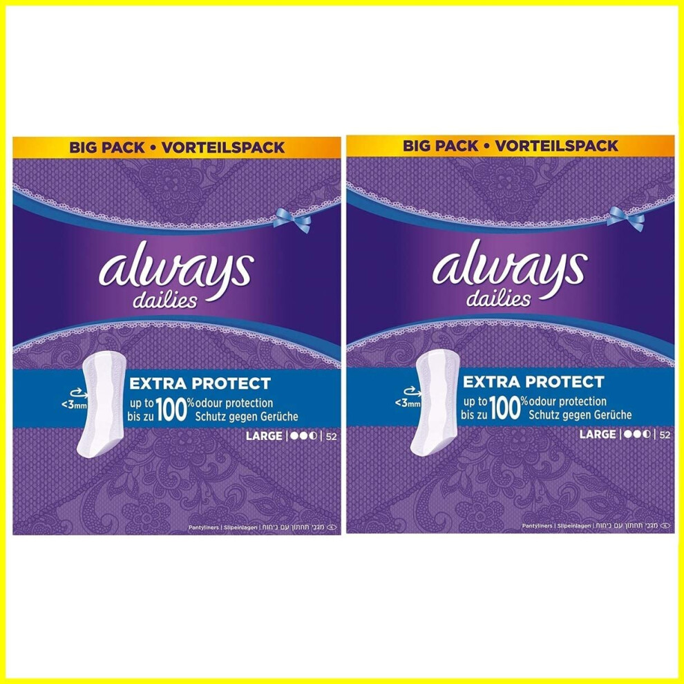 Photos - Menstrual Pads Always Dailies Panty Liners with Extra Protection - Large Pads - 2 x 52 Pads 