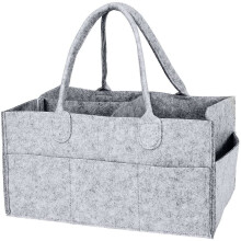 YiCoo Foldable Baby Diaper Caddy Organiser, Portable Nursery Storage Basket Bin with Changeable Compartments(Light Grey)
