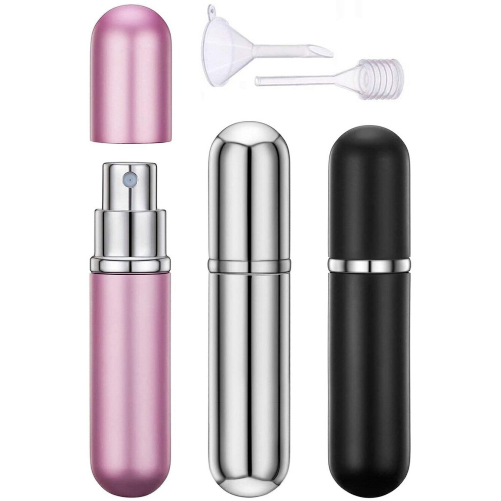 Perfume Atomiser Bottles, Refillable Travel Mini Portable Spray Bottle Set with Funnel Pump and Pipette 6ml Set of 3