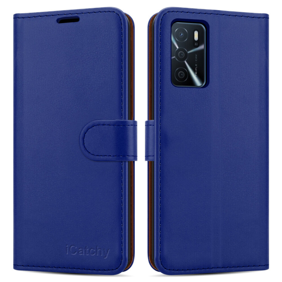(Blue) Oppo A16s Case / Oppa A54s Leather Wallet Case Blue 5056298015009