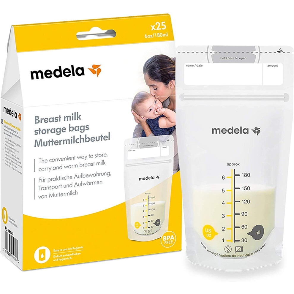 Medela Pump & Save Breast Milk Storage Bags, Breastmilk Collection Bags, Pack of 25