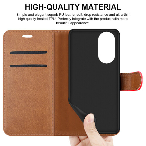 (Red) iCatchy for Honor 50 Leather Wallet Case 2