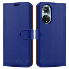(Blue) iCatchy for Honor 50 Leather Wallet Case
