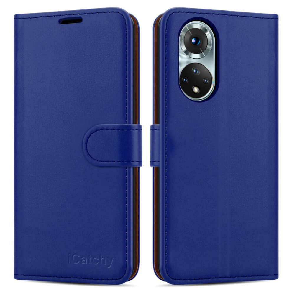 Icatchy (Blue) For Honor 50 Leather Wallet Case Blue