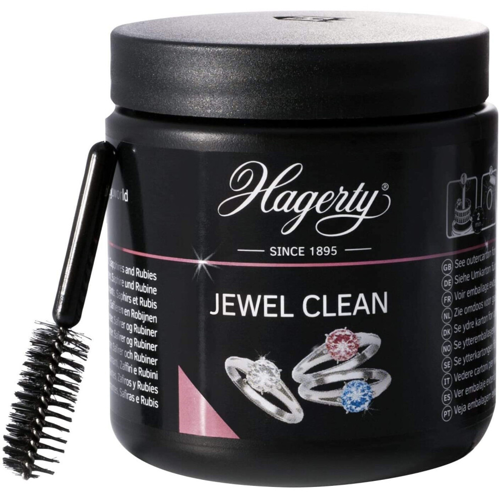 Hagerty Jewel Clean Jewellery Immersion Bath for Gemstones Gold Platinum 170 ml - Effective Jewellery Cleaner Diamonds sapphires Rubies - Jewellery
