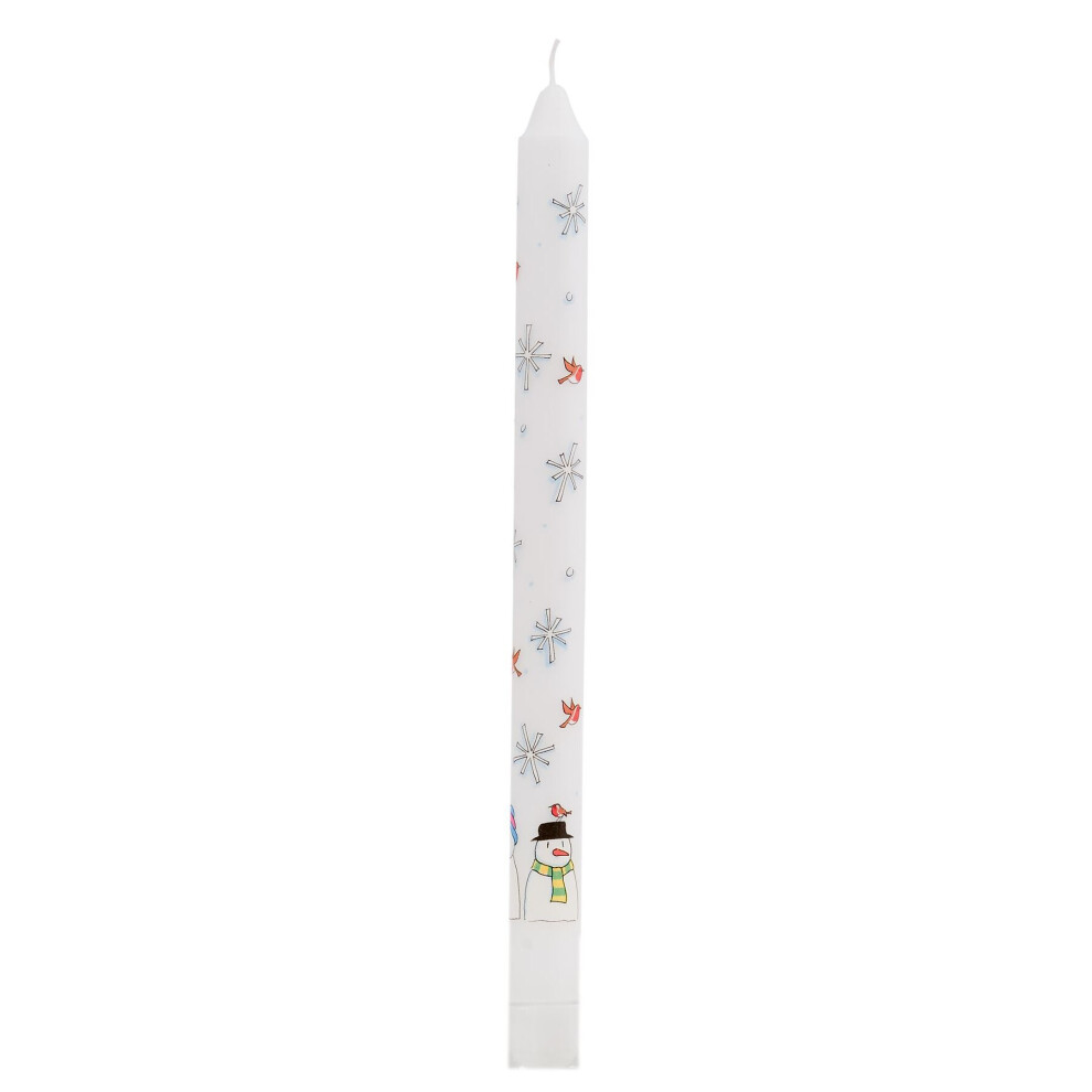 Traditional Countdown To Christmas Advent Dinner Candle - Snowman And Snowflake Design (Regular Size)