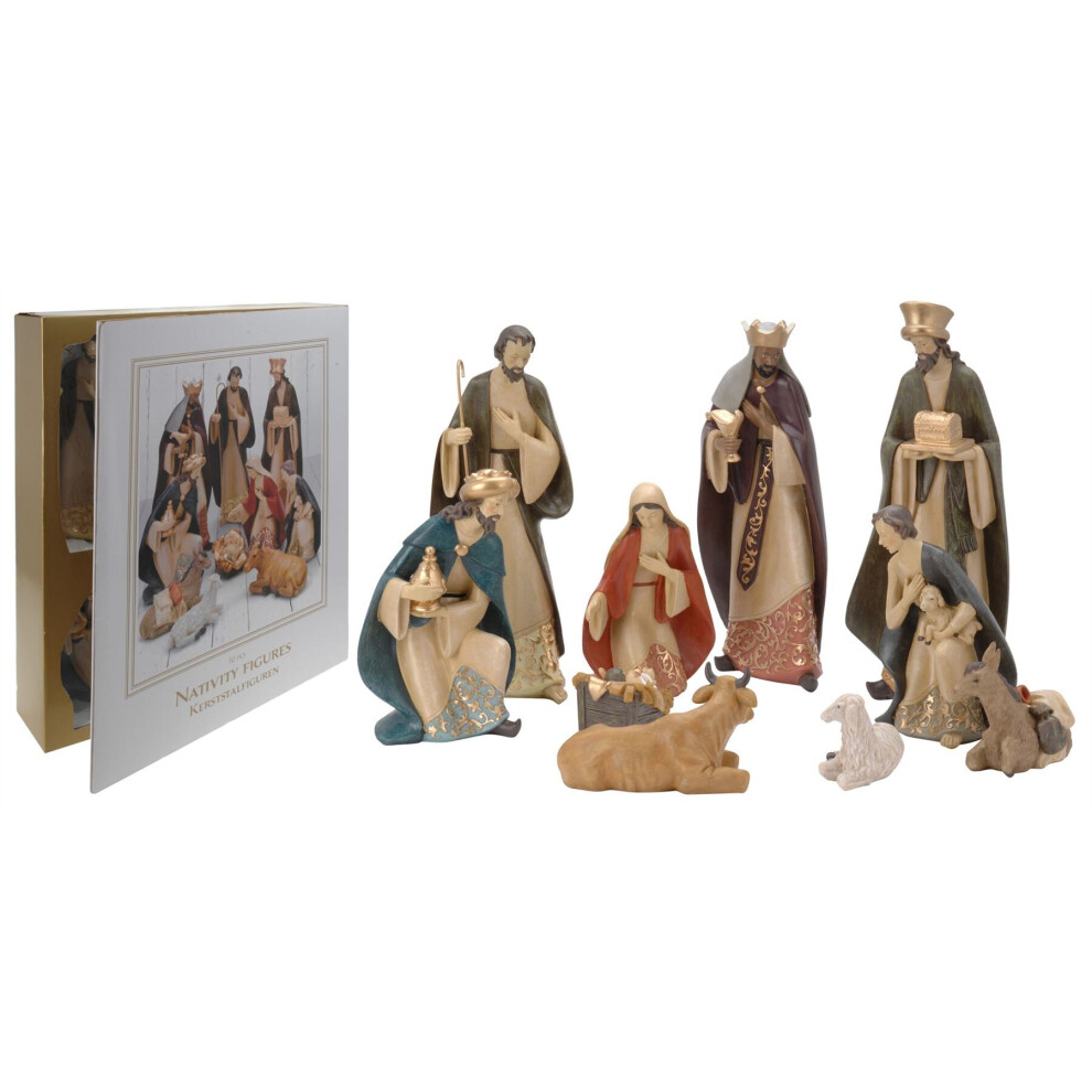 Deluxe Christmas Nativity Set - Extra Large Luxury Traditional Crib Scene With 10 Beautiful Detailed Figures