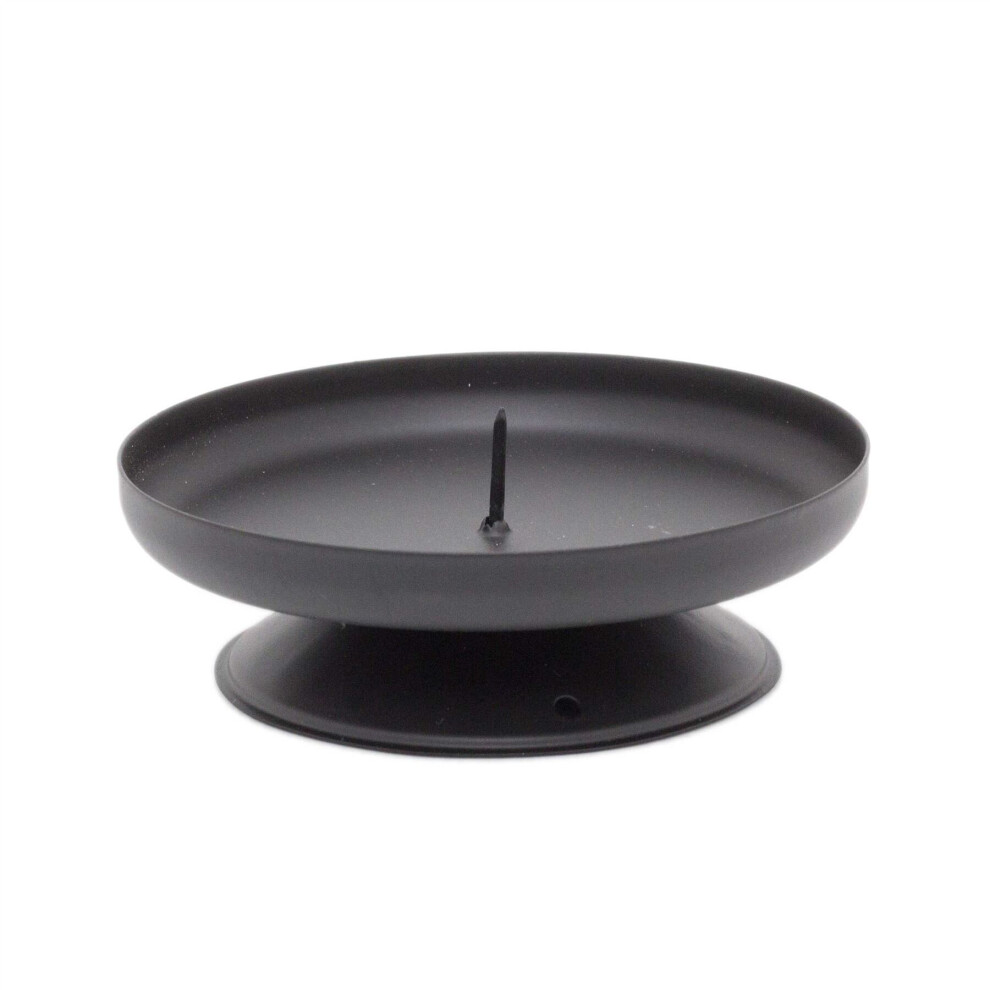 10 Piece Traditional Black Metal Candle Holder Candle Plate | Pillar Candle Dish Candlestick | Round Votive Candle Holders