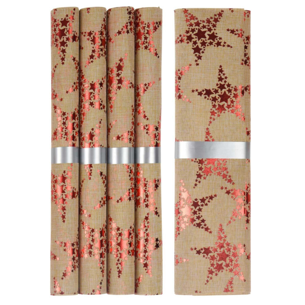 Carousel Elegant Red And Gold Table Runner And Placemats Set | Christmas Table Runner And Place Mats | Festive Table Mats