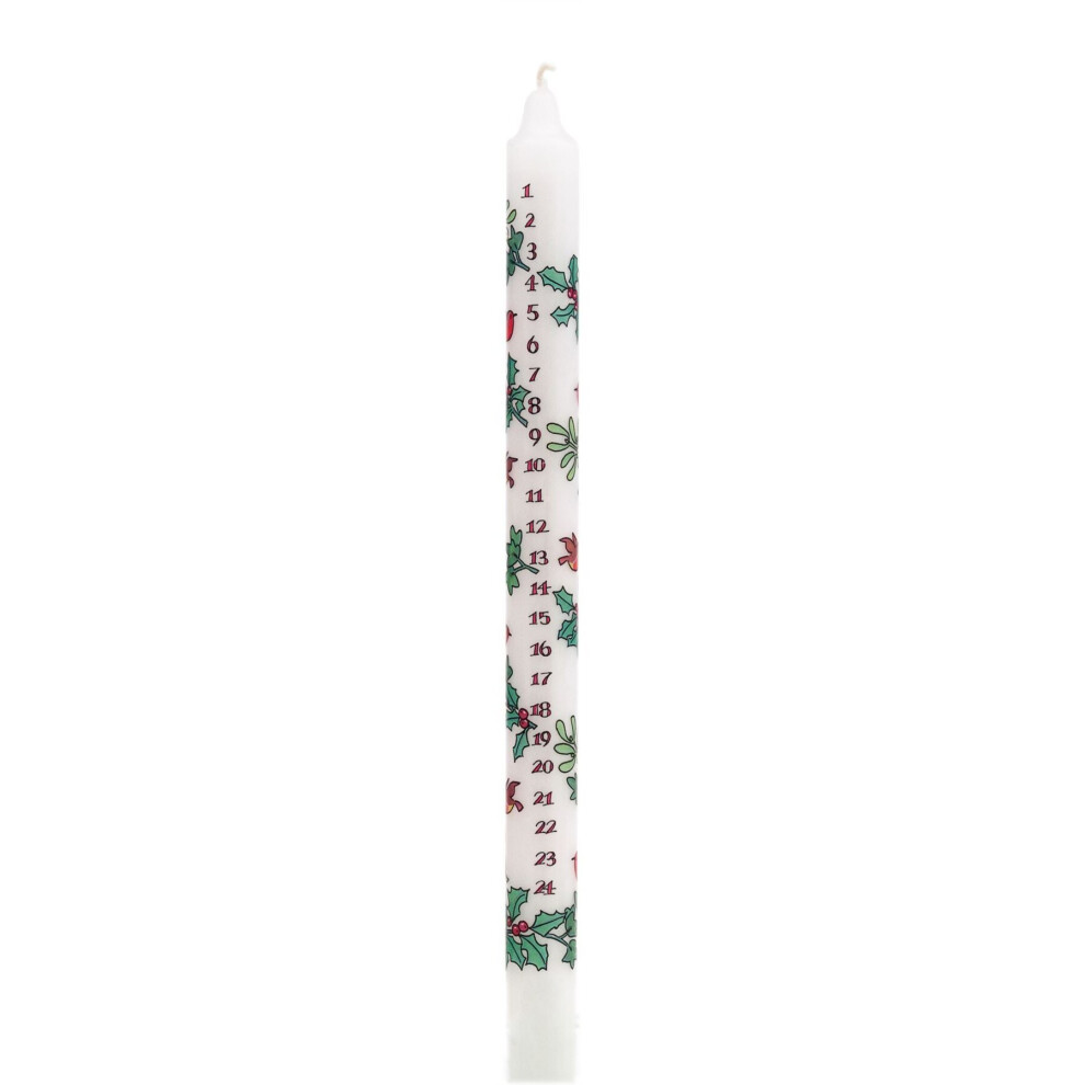 Traditional Countdown To Christmas Advent Dinner Candle - Holly And The Ivy Design (Regular Size)