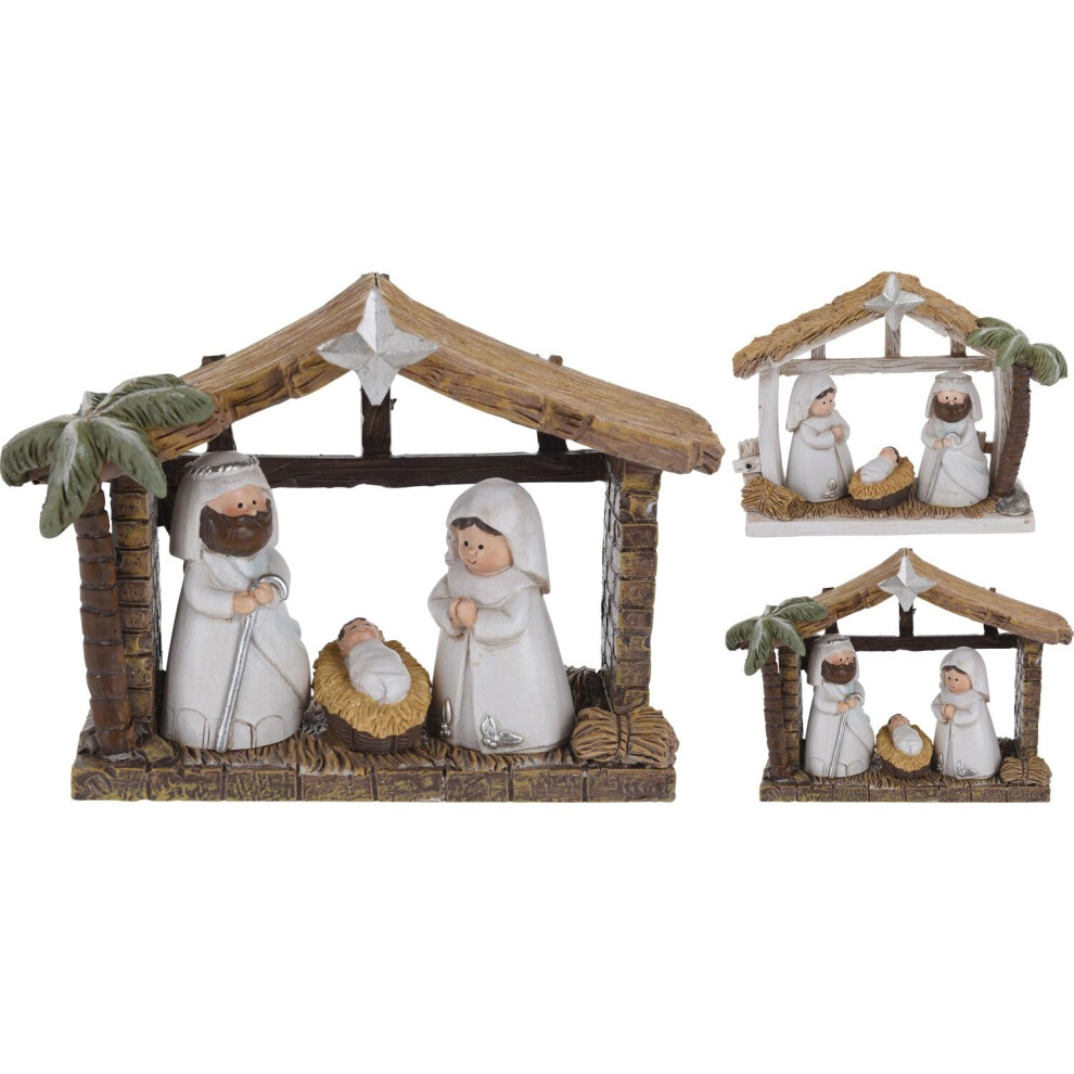 Mini Resin Traditional Nativity Stable Scene Set Christmas Decoration - Design Varies
