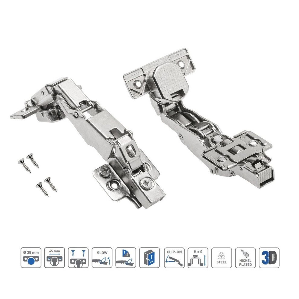 2 pcs x 3D Kitchen Soft Close Cabinet Door Hinges Angular 165 Degree