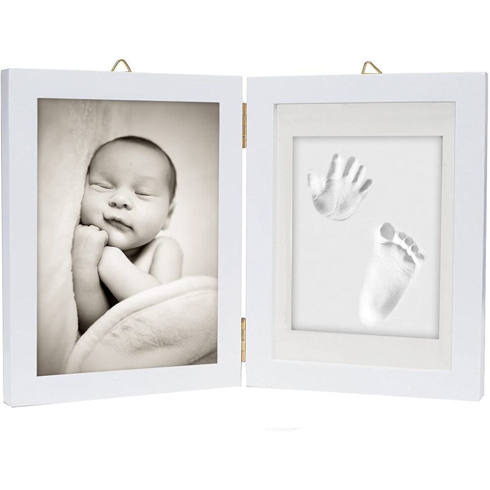 Baby Hand & Foot Print Frame Kit â Soft, Safe Imprint Clay for Moulding with a Premium Wood Frame and High Quality Acrylic Glass Cover - Ultimate Ne