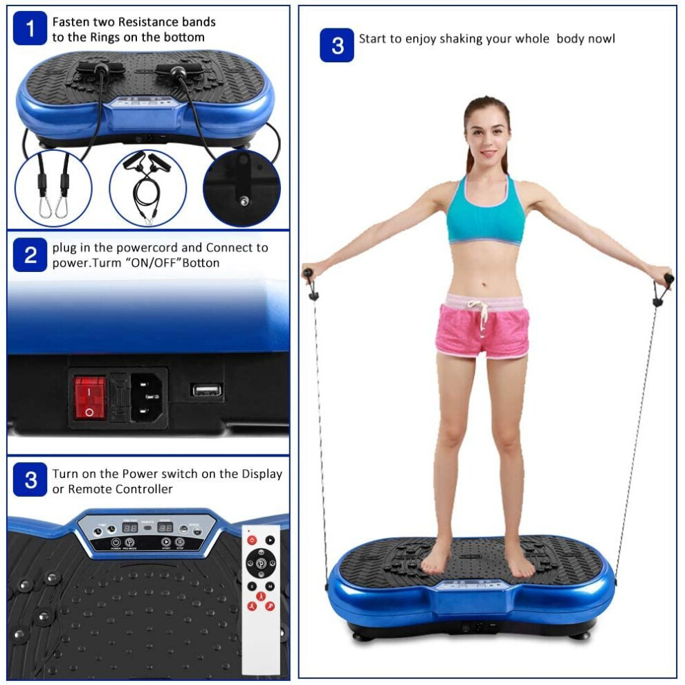 (Blue) Vibration Plate Exercise Machine