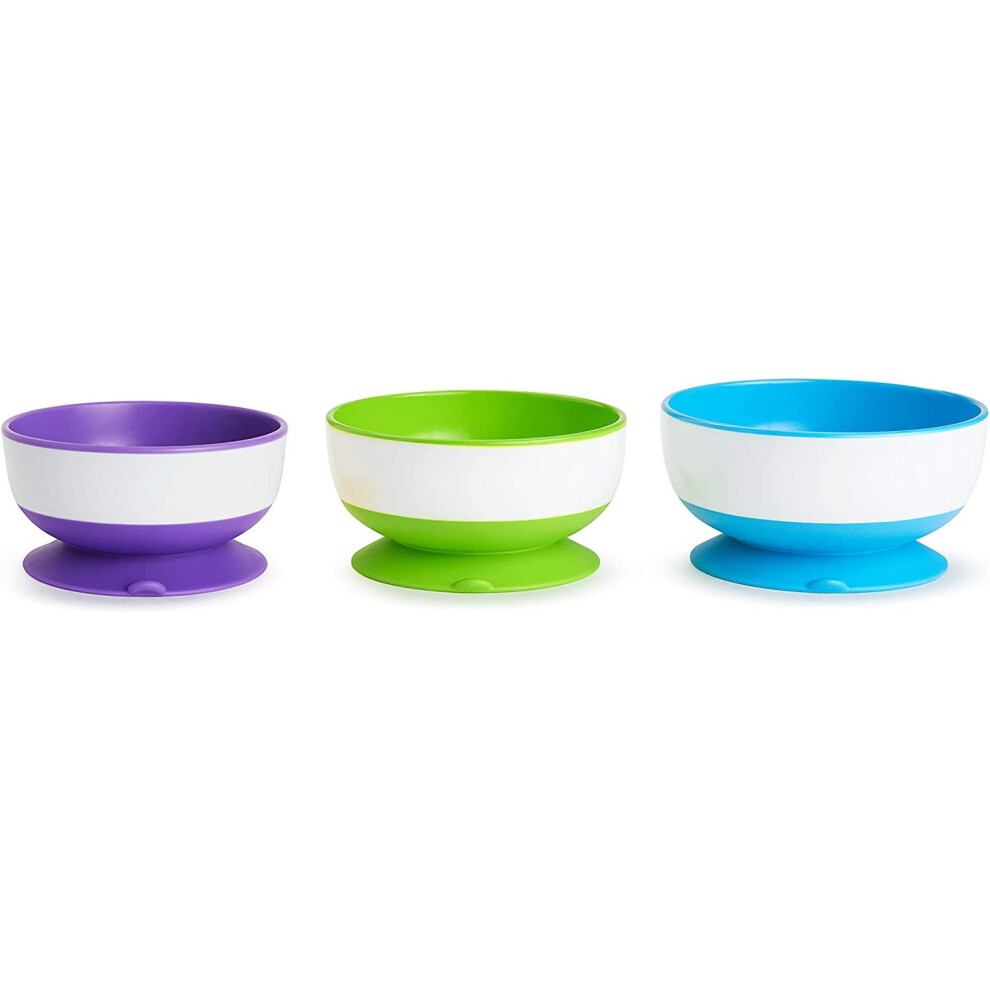 Munchkin Stay Put Suction Bowls with Strong Suction, Pack of 3