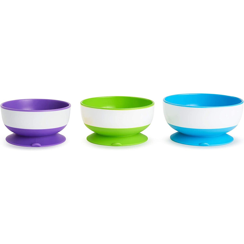 Munchkin Stay Put Suction Bowls With Strong Suction, Pack Of 3