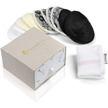 NatureBond Washable Bamboo-Cotton Nursing Pads (10 Pack) - 3D Contoured, Lace-Trimmed Reusable Breast Pads, Hypoallergenic, 5 Colors