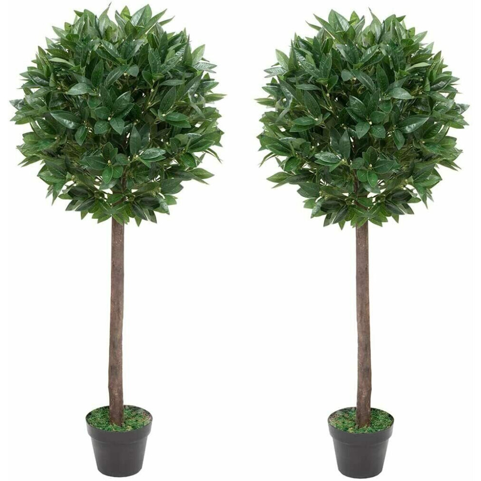 (Pair) 3ft Artificial Topiary Bay Tree Laurels Leaf