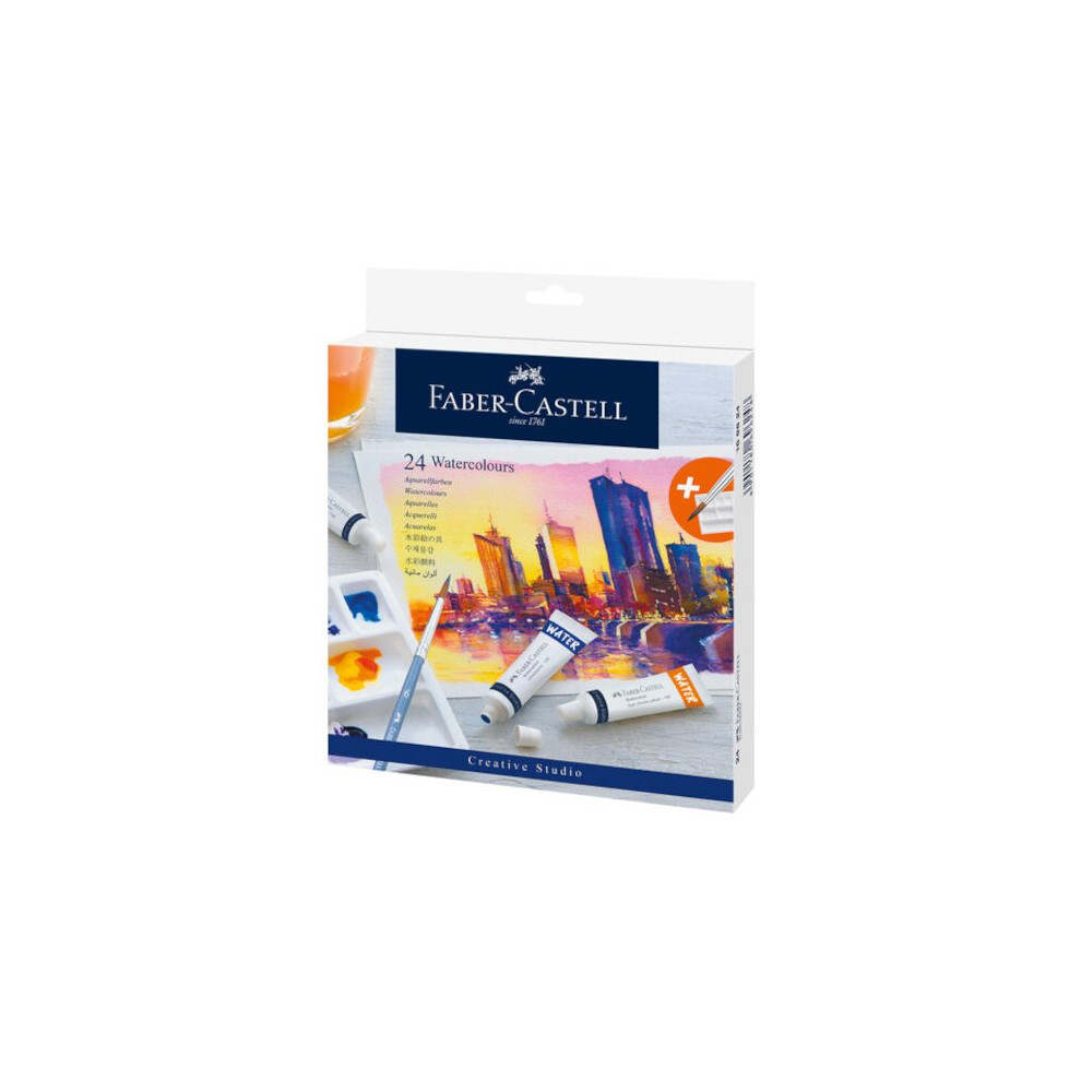 Faber-Castell Creative Studio Watercolour Set, with Mixing PaletteMulticoloured, Set of 24, for Art, Craft, Drawing, Sketching, Home, School, University, Colouring - Image 3