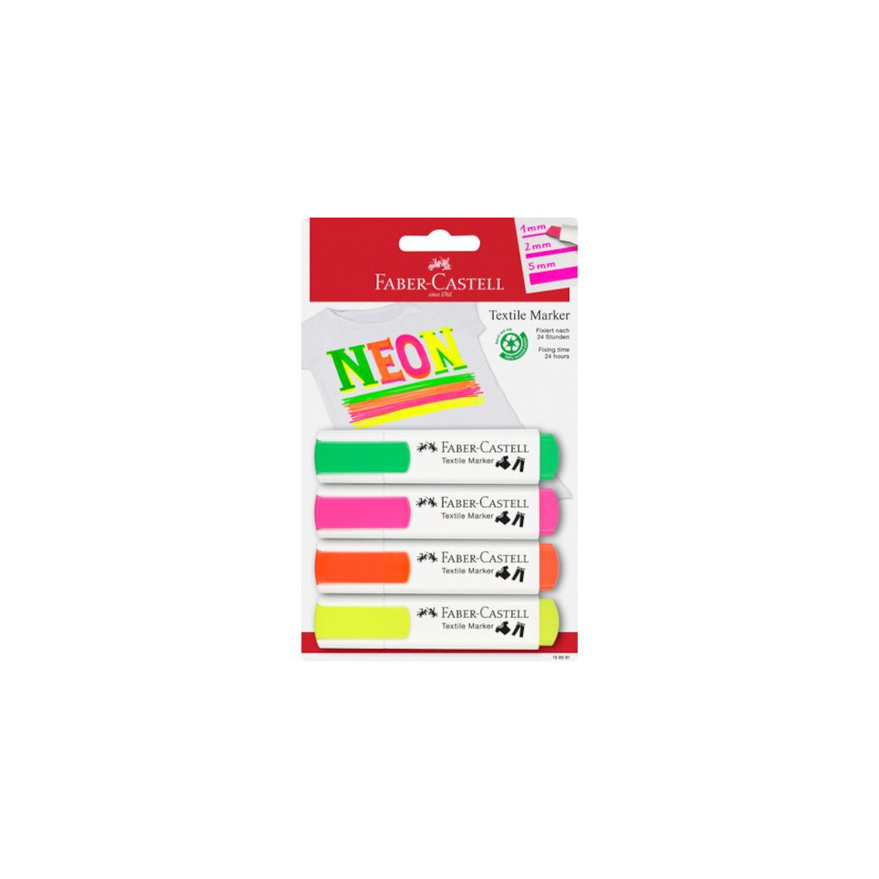Faber-Castell Textile Markers Neon 1 - 2 - 5 Mm 4 Pcs