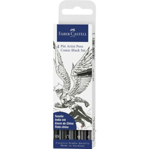 Faber-Castell Drawing Pen Pitt Artist Pen Comic Black 4 Pcs