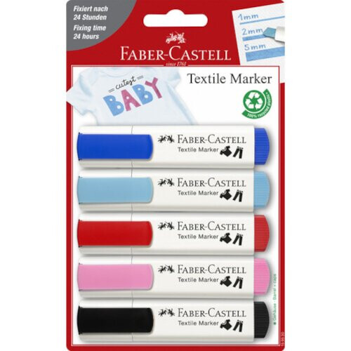 Faber-Castell Textile Markers Baby 1 - 2 - 5 Mm 5 Pcs