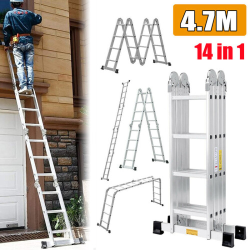 4.7M Aluminium Multi-Purpose Folding Ladder Collapsible Step