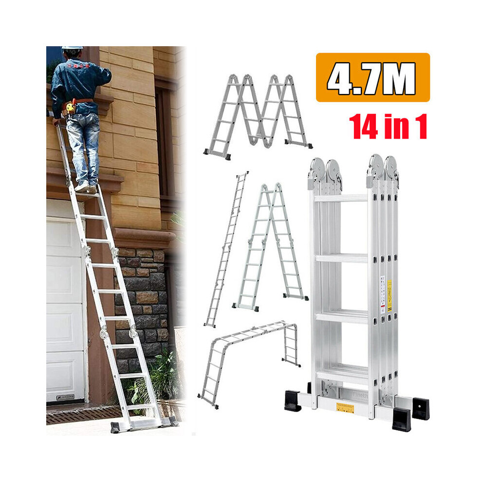 4.7M Aluminium Multi-Purpose Folding Ladder Collapsible Step