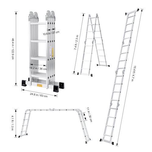 4.7M Aluminium Multi-Purpose Folding Ladder Collapsible Step 2