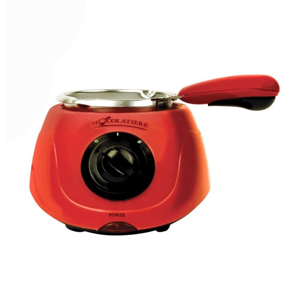 Total Chef Chocolatiere Mini Fondue Pot, Chocolate Melter, Candy Maker, Accessory Kit for Dessert, Special Occasion, Family Meal, Romantic Dinner- Red